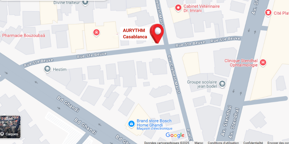 Localisation AURYTHM Casablanca Rue Sainte Beuve espace bien-être et location de salles